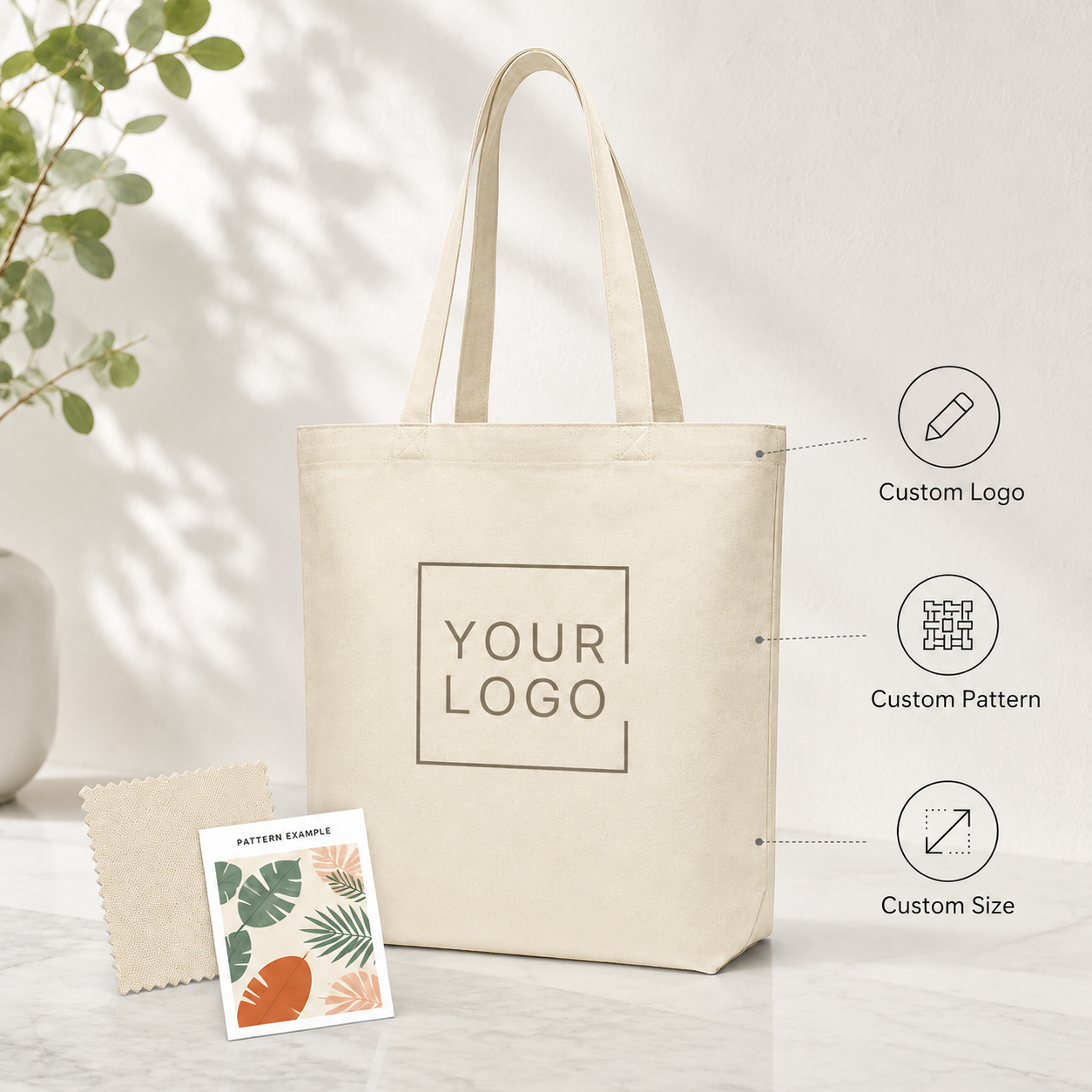Custom printed canvas tote bag with logo for brand promotion